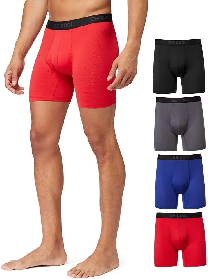 32o DEGREES Mens 4-Pack Active Mesh Quick Dry Performance Boxer Brief