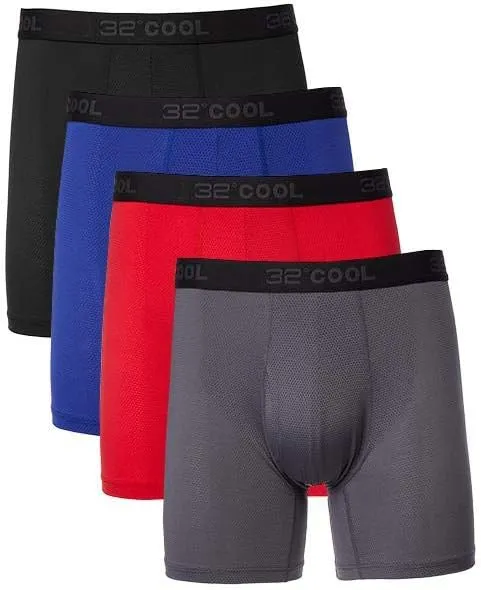 32o DEGREES Mens 4-Pack Active Mesh Quick Dry Performance Boxer Brief