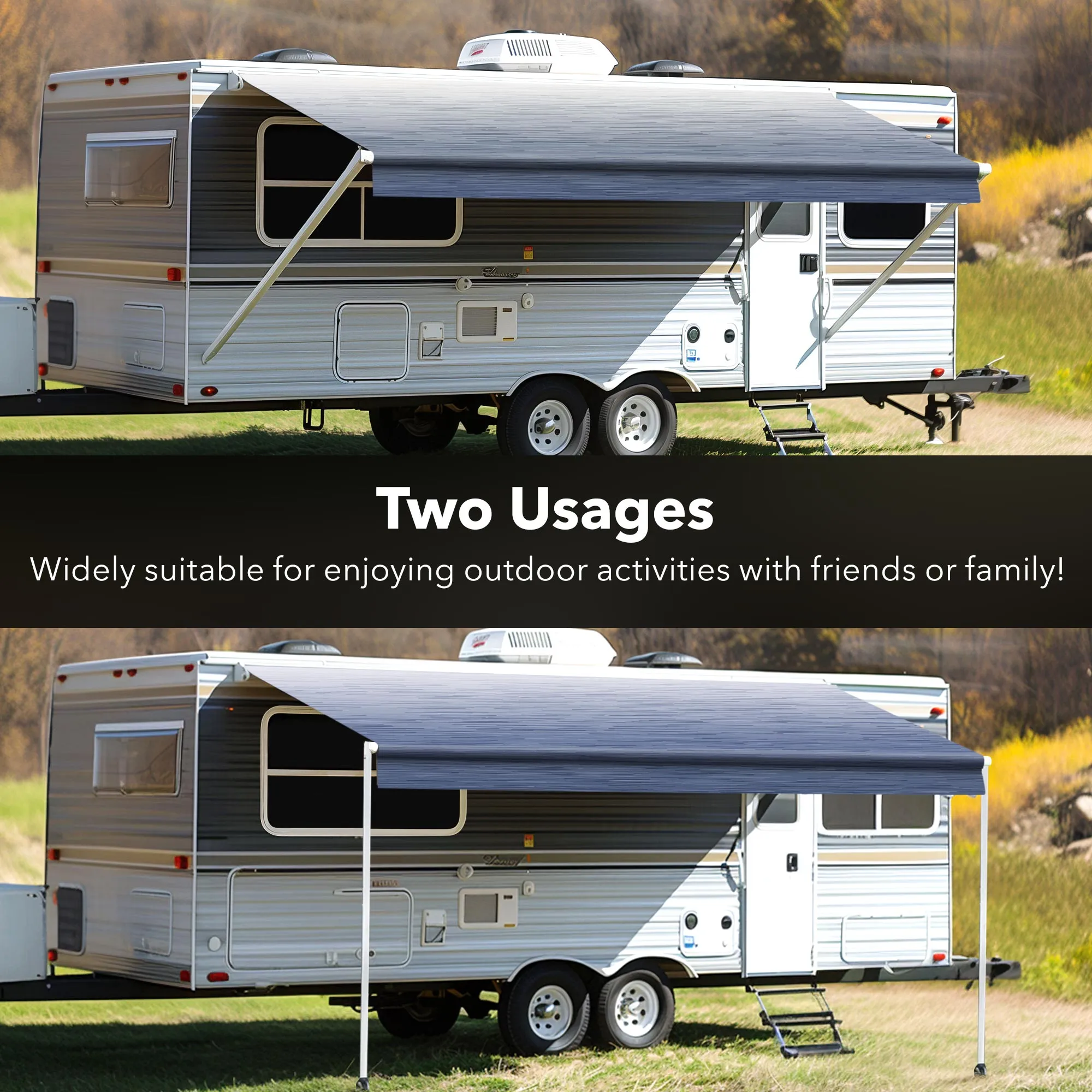 Camper Awning RV Fabric Replacement Heavy-Duty Vinyl Universal Outdoor Canopy for RV, Trailer, and Motorhome Awnings