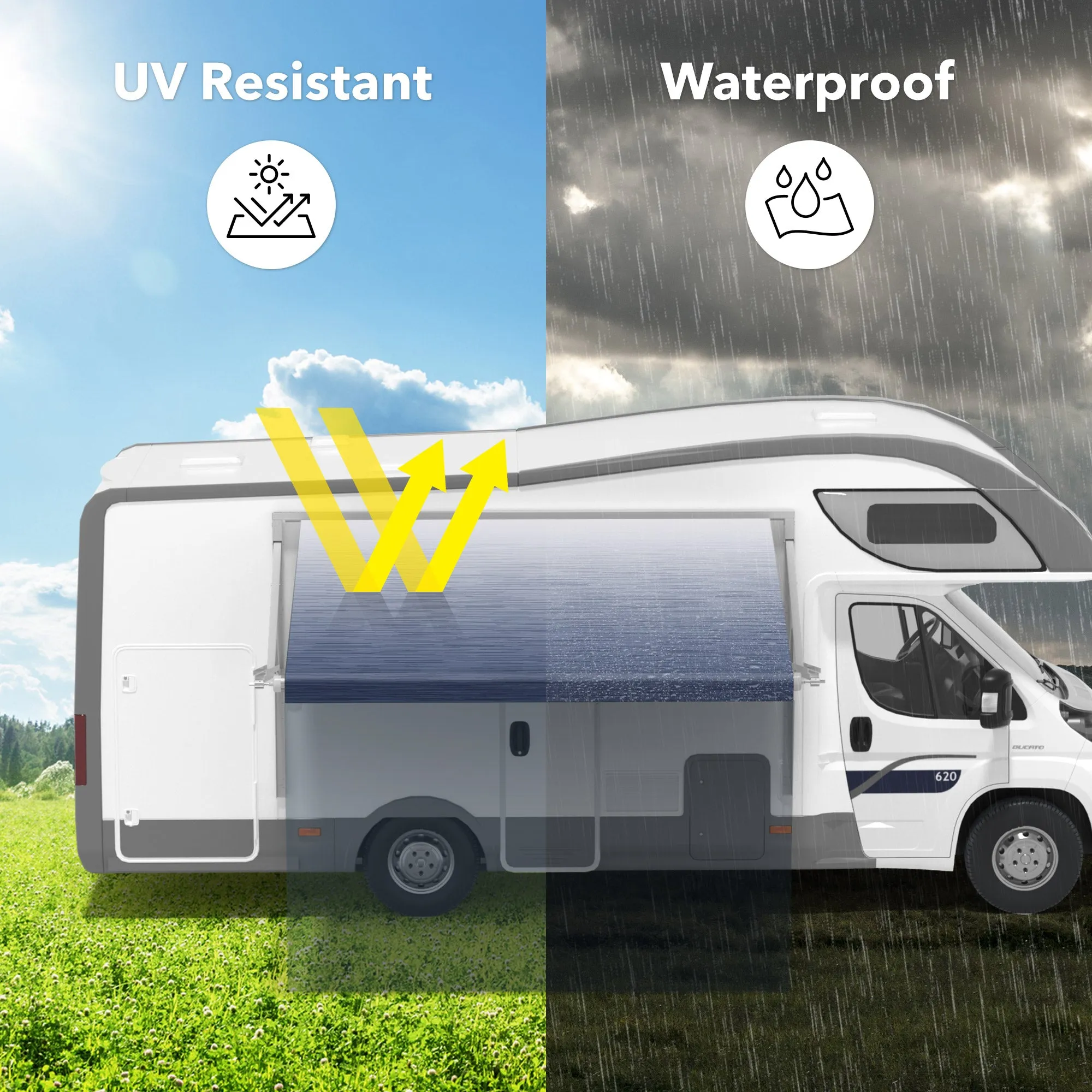 Camper Awning RV Fabric Replacement Heavy-Duty Vinyl Universal Outdoor Canopy for RV, Trailer, and Motorhome Awnings