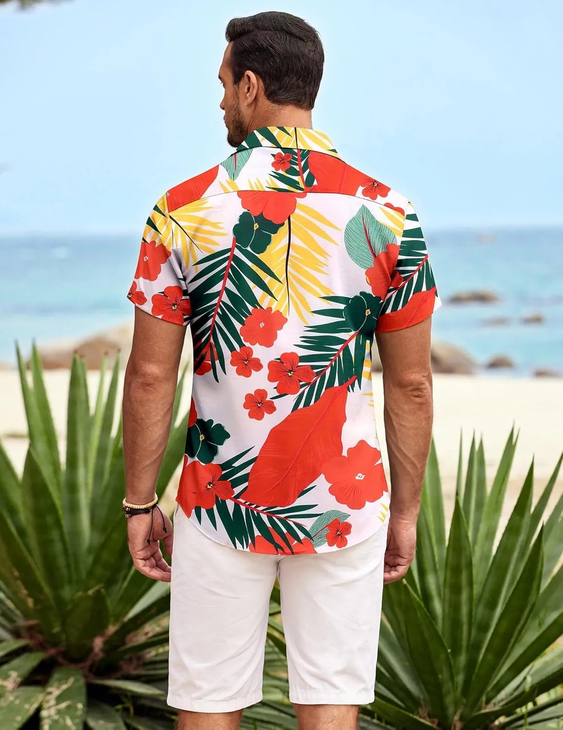 COOFANDY Mens Hawaiian Shirt Short Sleeve Button Down Shirts Tropical Summer Beach Shirts Casual Floral Aloha Shirts