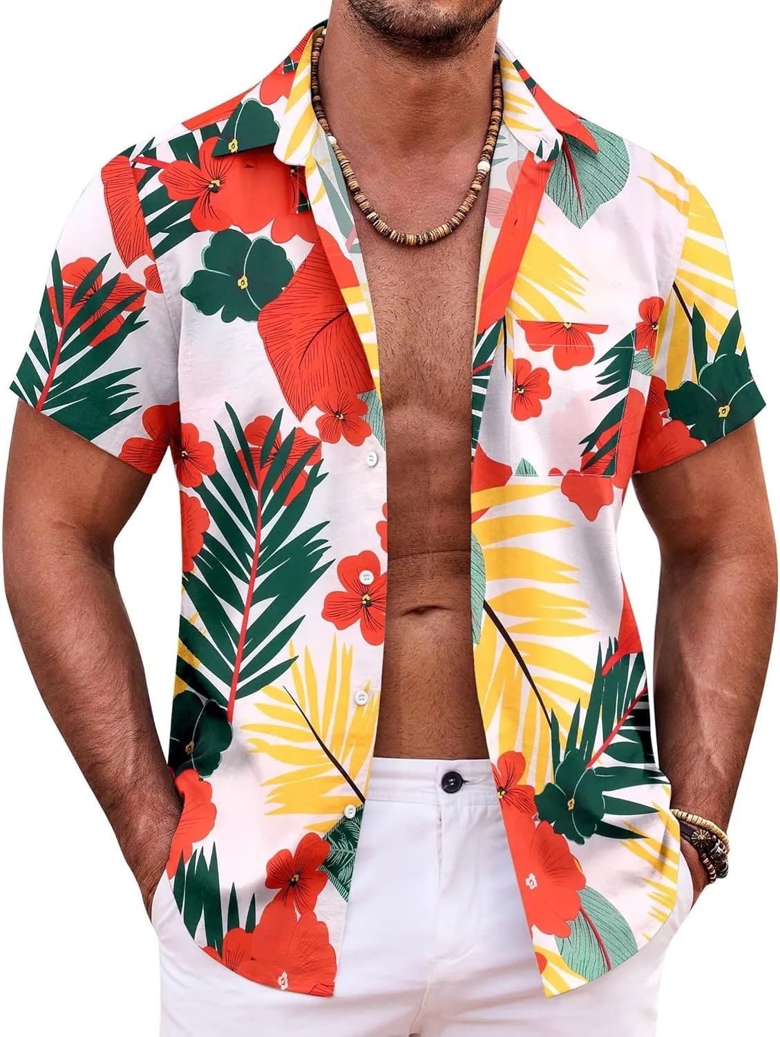 COOFANDY Mens Hawaiian Shirt Short Sleeve Button Down Shirts Tropical Summer Beach Shirts Casual Floral Aloha Shirts