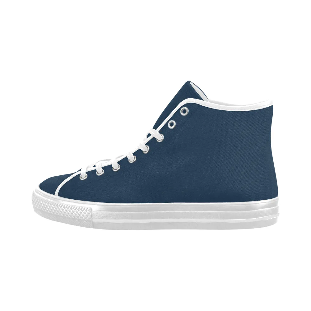 Men's Big Size Sailors Blue Solids print High Top Canvas Shoes