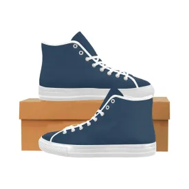 Men's Big Size Sailors Blue Solids print High Top Canvas Shoes