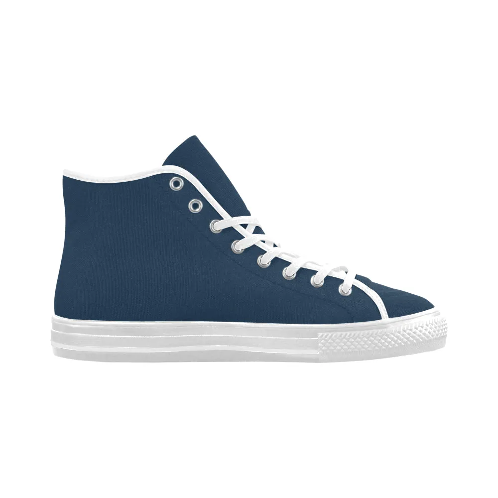 Men's Big Size Sailors Blue Solids print High Top Canvas Shoes