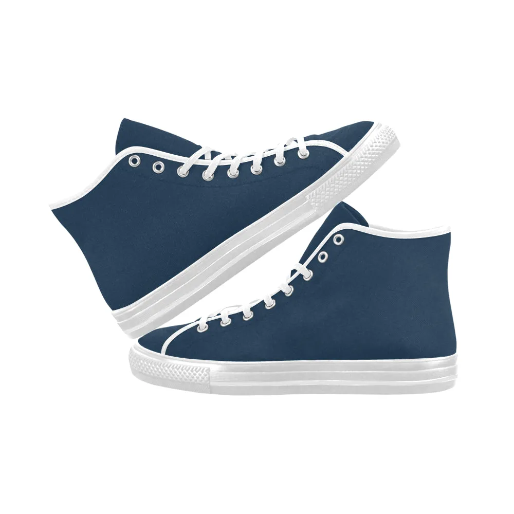 Men's Big Size Sailors Blue Solids print High Top Canvas Shoes