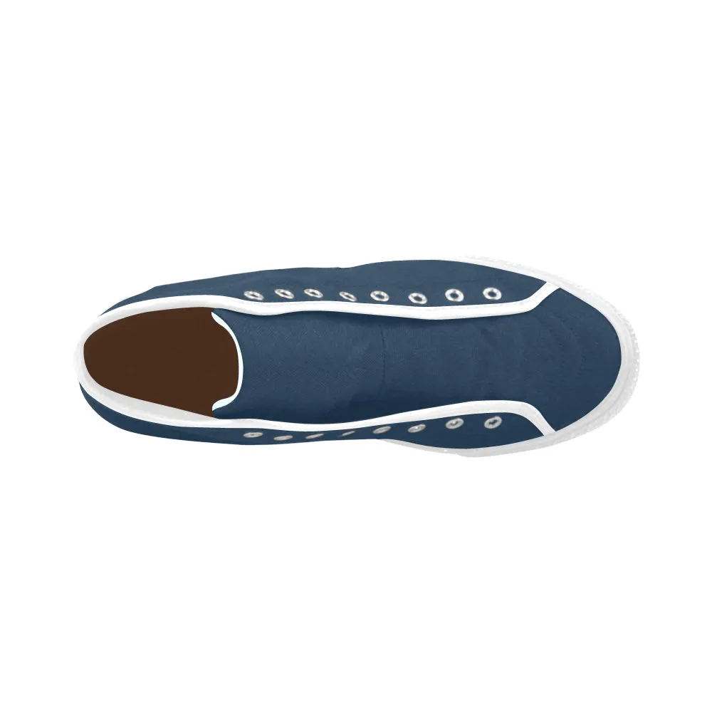 Men's Big Size Sailors Blue Solids print High Top Canvas Shoes