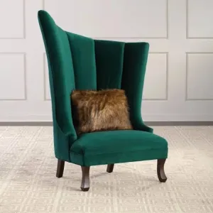 Navy Button-Tufted Wingback Chair In Green