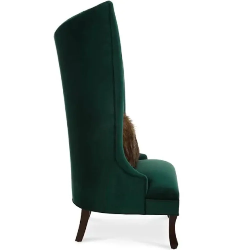 Navy Button-Tufted Wingback Chair In Green
