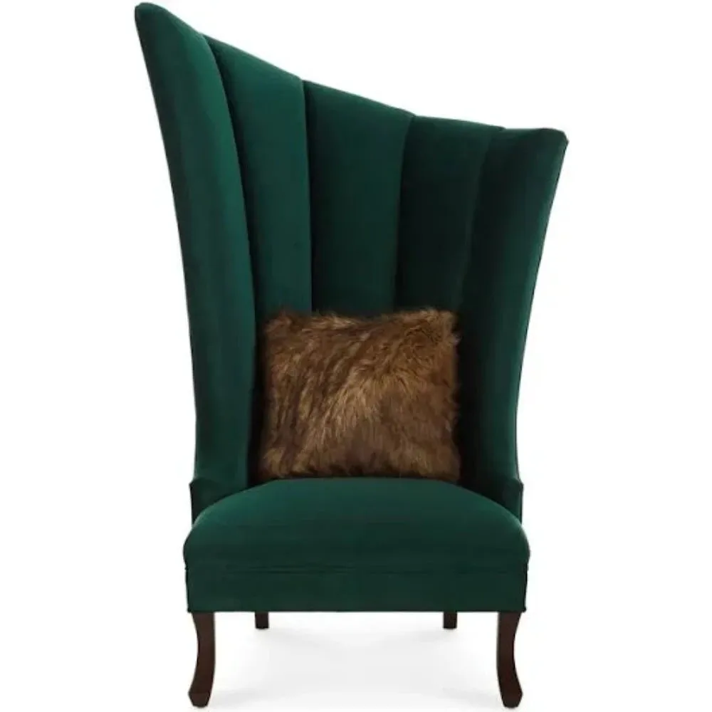Navy Button-Tufted Wingback Chair In Green