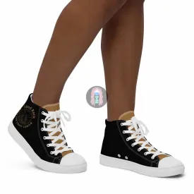 "Land Back, get off their lawn"  Women’s high top canvas shoes