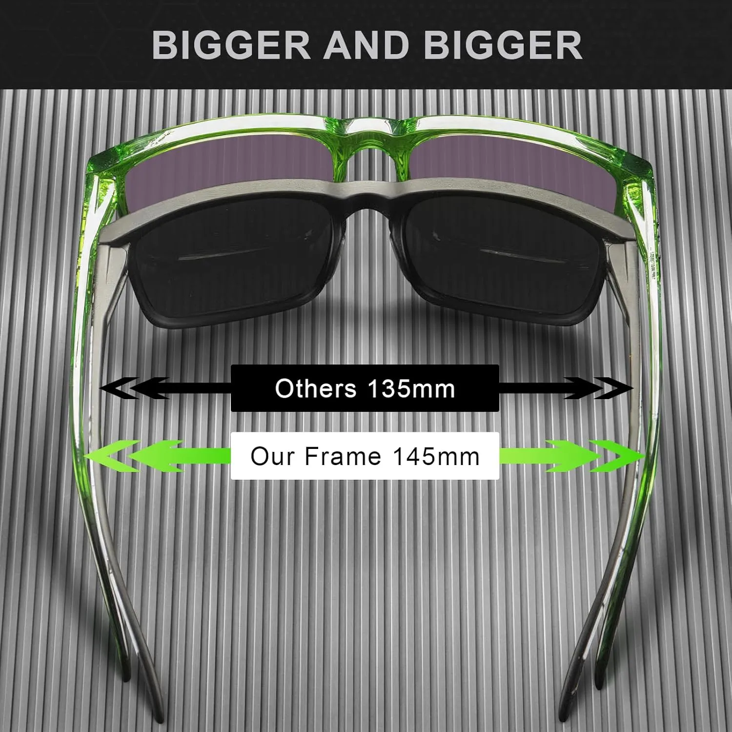 STGATN Big Head Sunglasses for Men - 155MM for Large Wide Heads Men's TR90 Ultralight UV400 Protection Glasses