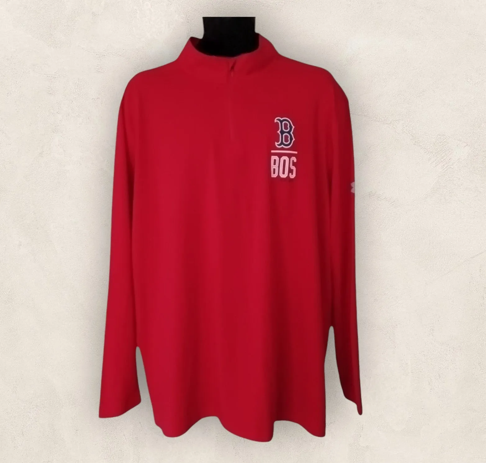 Under Armour Men's Red 1/4 Zip Long Sleeve Polo Shirt UK 2XL