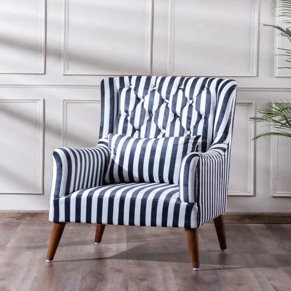 Zebra Wingback Chair With Ottoman