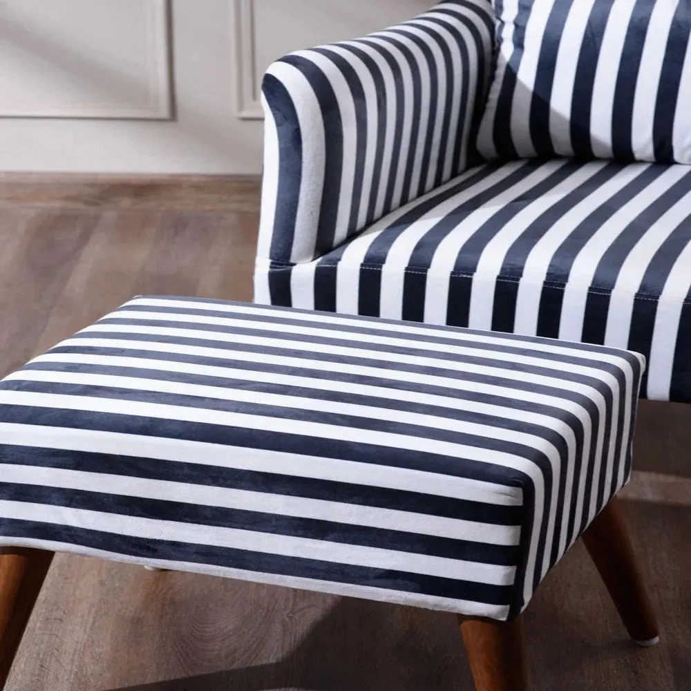 Zebra Wingback Chair With Ottoman