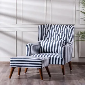 Zebra Wingback Chair With Ottoman